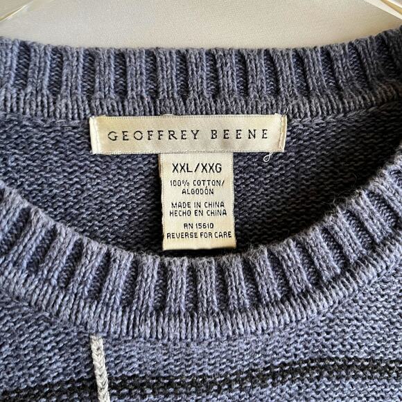 VTG Geoffrey Beene Grandpa Sweater Blue Grey Tan Raised Windowpane Stitch XXL - Picture 2 of 6